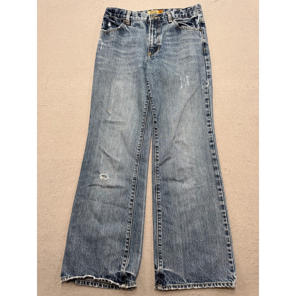 Old Navy Baggy Jeans Women's 16R Blue Denim Med Wash Bootcut Low Rise Whiskered
